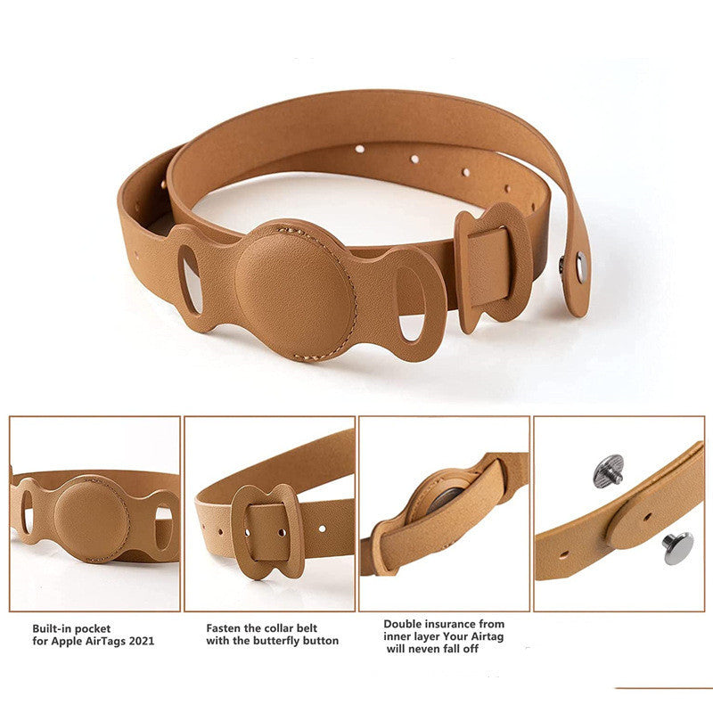 SafeTrack Lederhalsband – mit AirTag-Fach