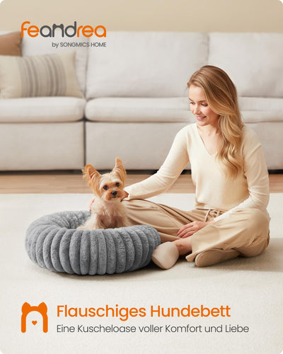 Feandrea PlushNest Donutbett – Mittel, Weich & Gepolstert, Taubengrau