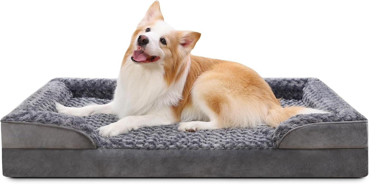 1. KSIIA Orthopädisches Hundesofa mit erhöhtem Rand & Anti-Rutsch-Boden