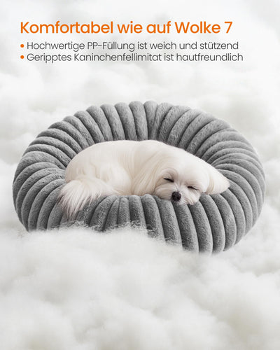 Feandrea PlushNest Donutbett – Mittel, Weich & Gepolstert, Taubengrau