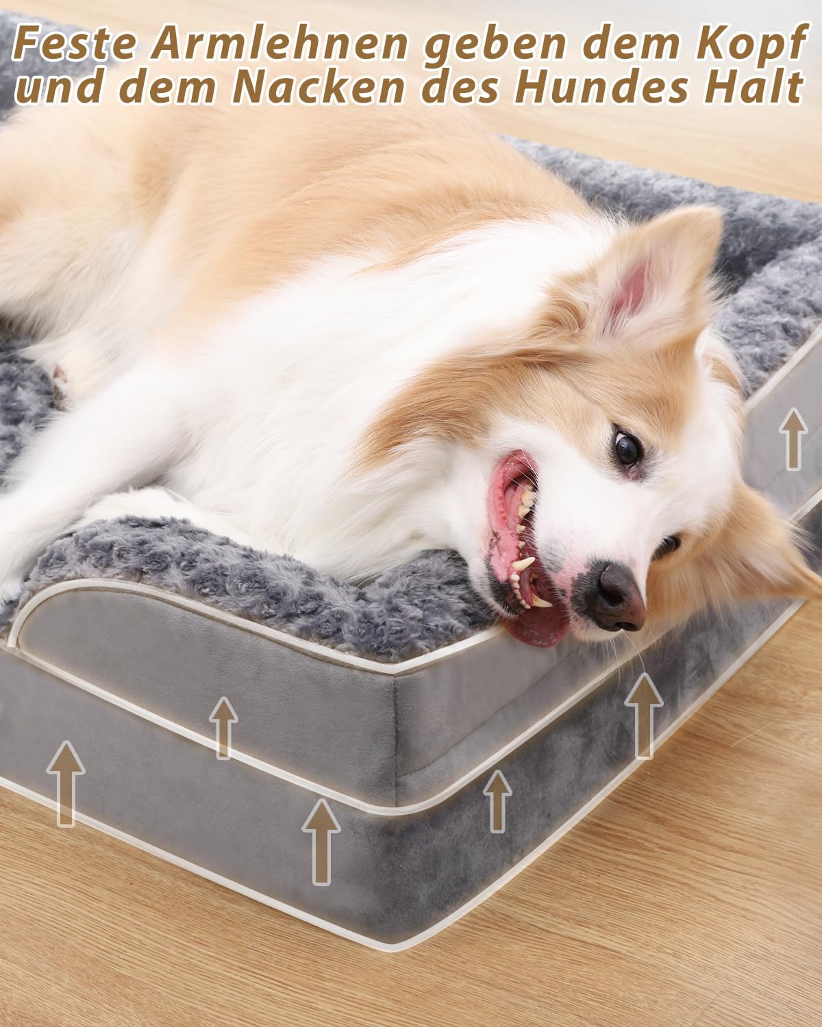 1. KSIIA Orthopädisches Hundesofa mit erhöhtem Rand & Anti-Rutsch-Boden