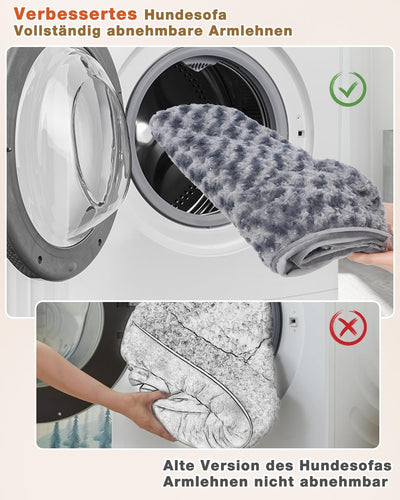 1. KSIIA Orthopädisches Hundesofa mit erhöhtem Rand & Anti-Rutsch-Boden