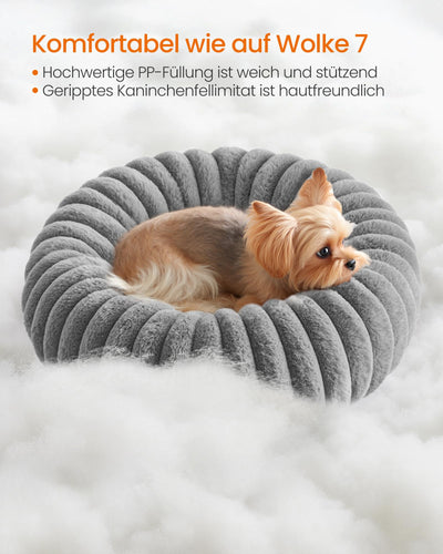 Feandrea PlushNest Donutbett – Mittel, Weich & Gepolstert, Taubengrau