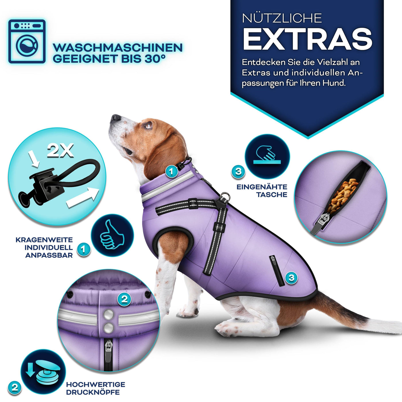 TRESKO® Winter-Hundejacke mit Reflektoren