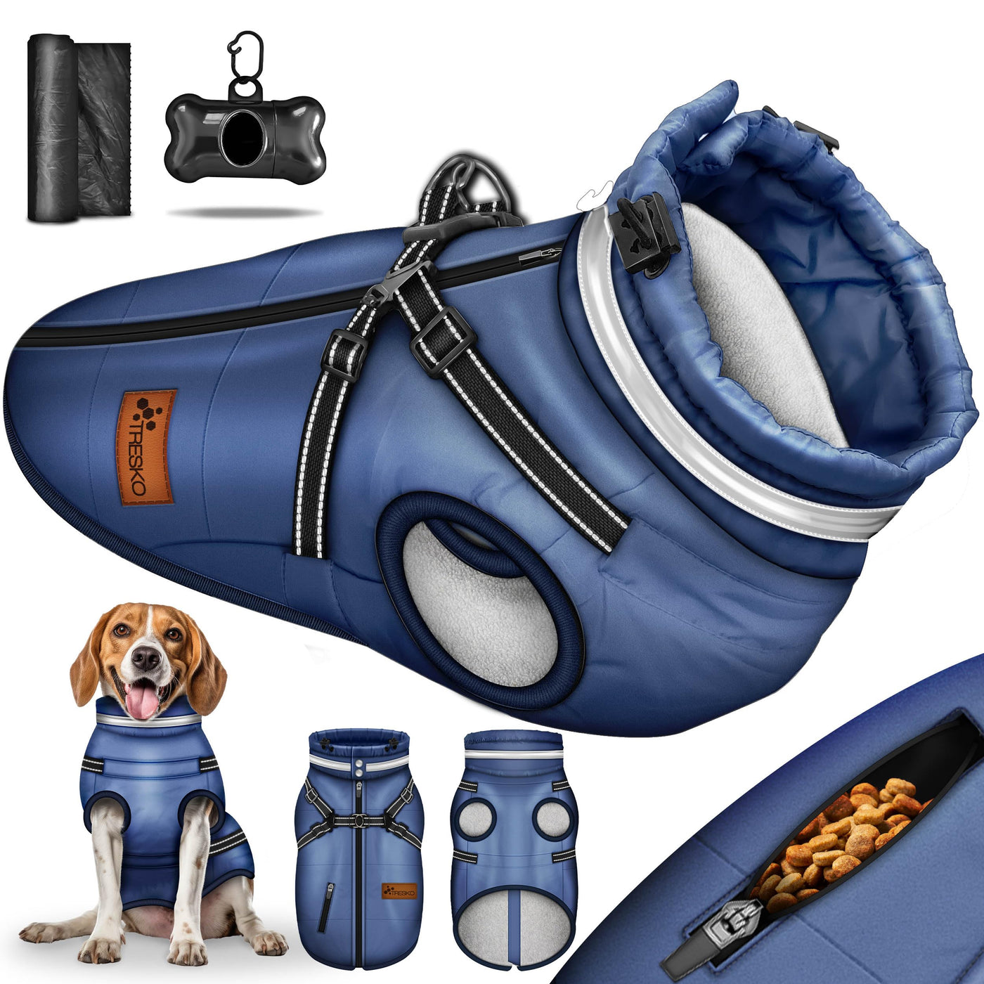 TRESKO® Winter-Hundejacke mit Reflektoren