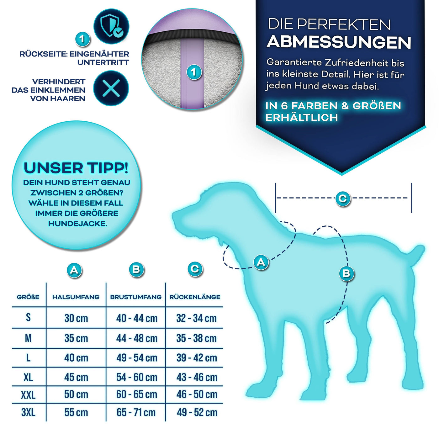 TRESKO® Winter-Hundejacke mit Reflektoren