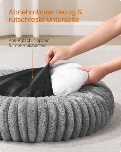 Feandrea PlushNest Donutbett – Mittel, Weich & Gepolstert, Taubengrau