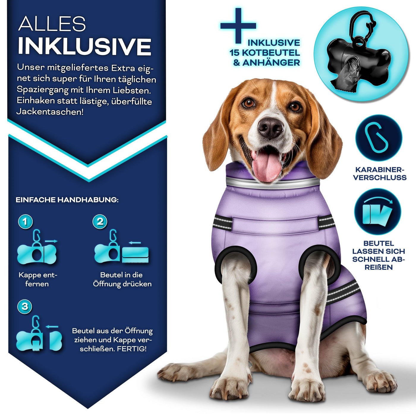 TRESKO® Winter-Hundejacke mit Reflektoren