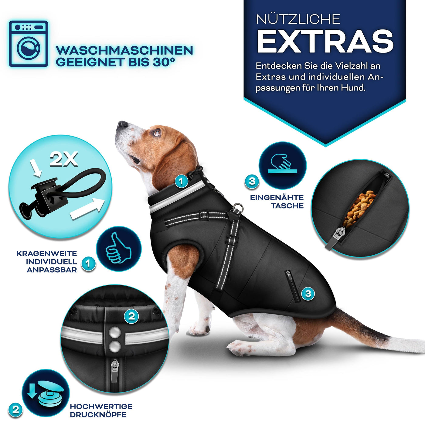 TRESKO® Winter-Hundejacke mit Reflektoren