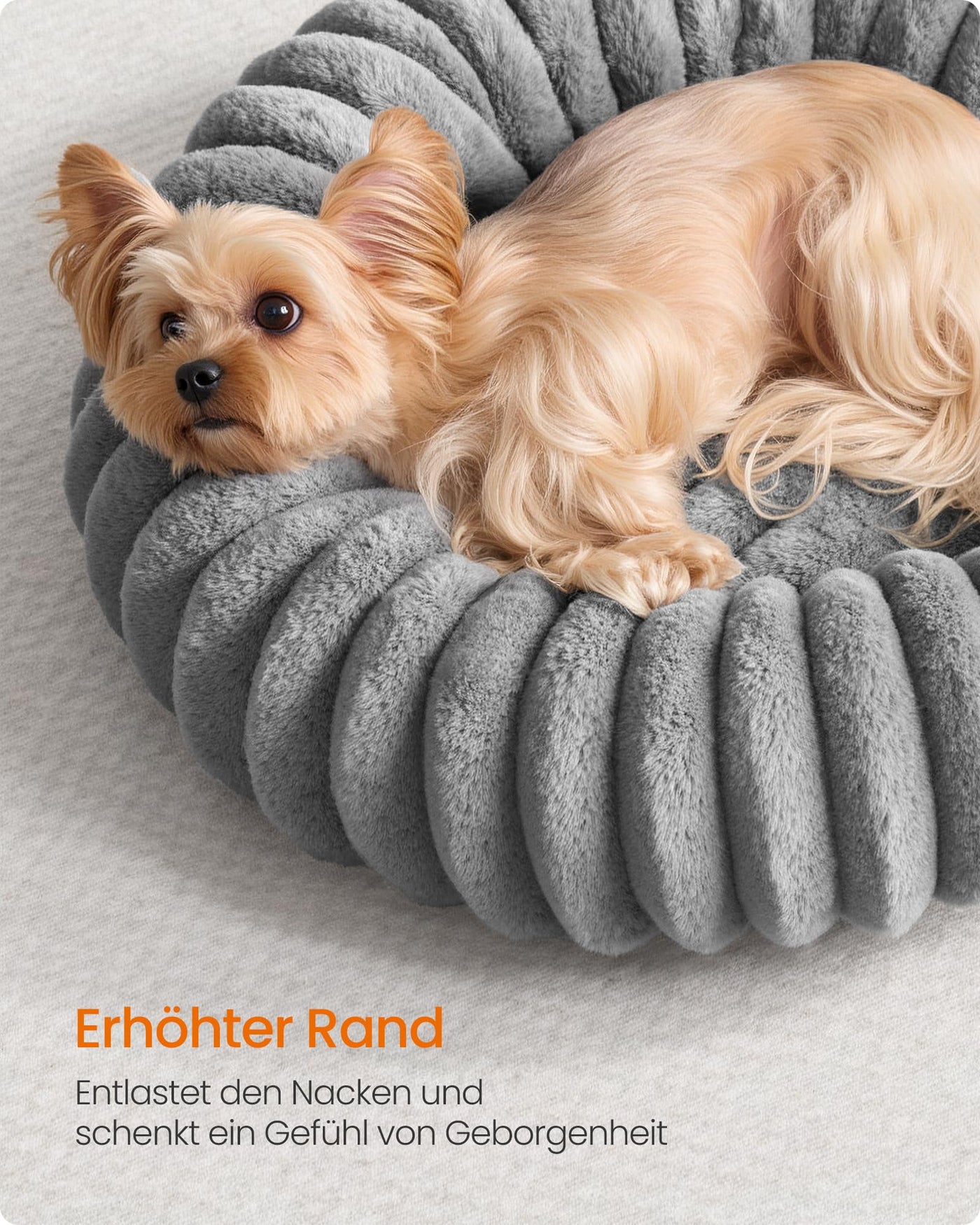 Feandrea PlushNest Donutbett – Mittel, Weich & Gepolstert, Taubengrau