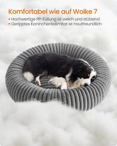 Feandrea PlushNest Donutbett – Mittel, Weich & Gepolstert, Taubengrau