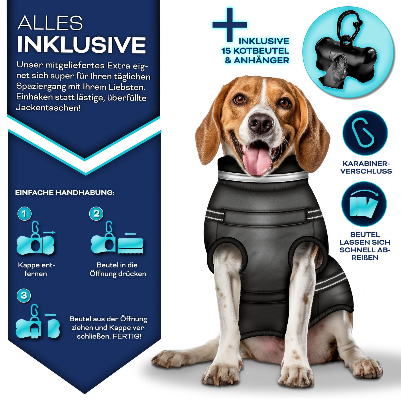 TRESKO® Winter-Hundejacke mit Reflektoren