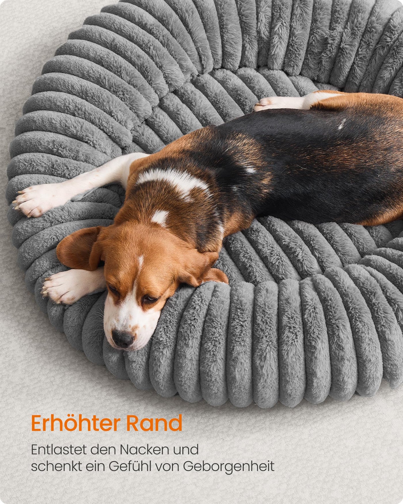 Feandrea PlushNest Donutbett – Mittel, Weich & Gepolstert, Taubengrau