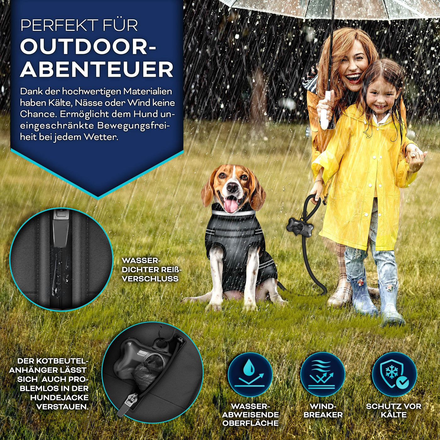 TRESKO® Winter-Hundejacke mit Reflektoren