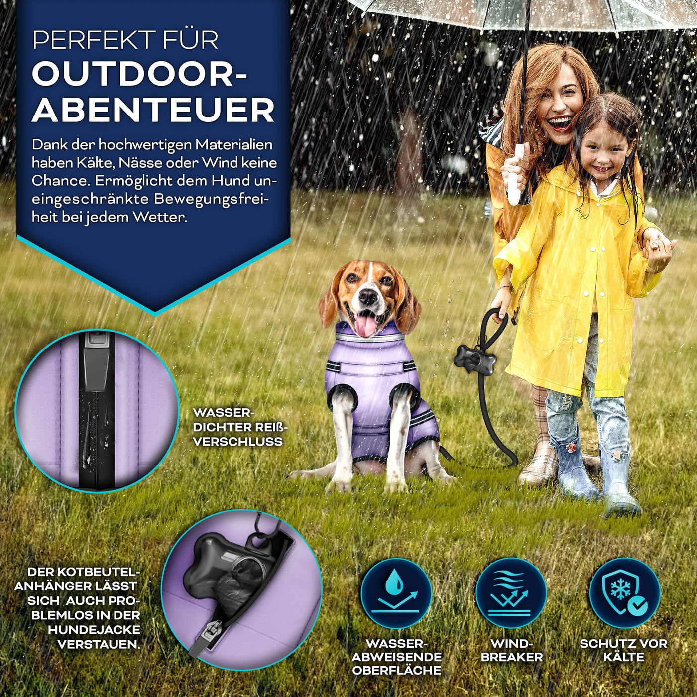 TRESKO® Winter-Hundejacke mit Reflektoren